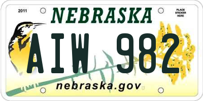 NE license plate AIW982