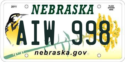 NE license plate AIW998