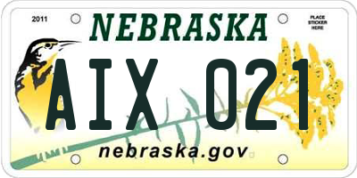 NE license plate AIX021
