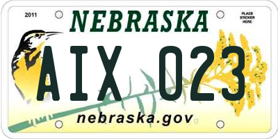 NE license plate AIX023