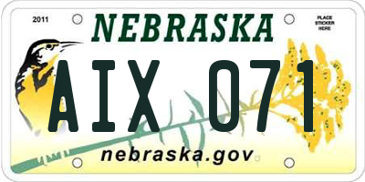 NE license plate AIX071