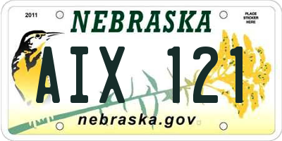 NE license plate AIX121