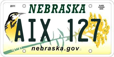 NE license plate AIX127