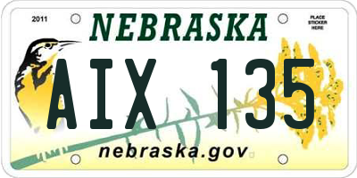 NE license plate AIX135