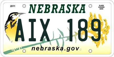 NE license plate AIX189