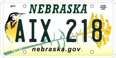 NE license plate AIX218