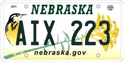 NE license plate AIX223