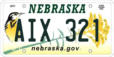NE license plate AIX321