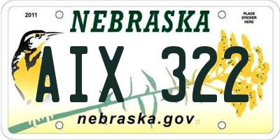 NE license plate AIX322