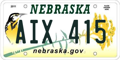 NE license plate AIX415