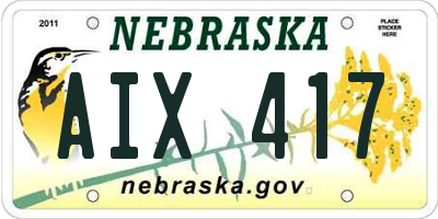 NE license plate AIX417