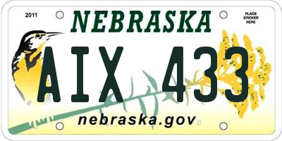 NE license plate AIX433