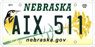 NE license plate AIX511