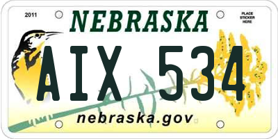 NE license plate AIX534