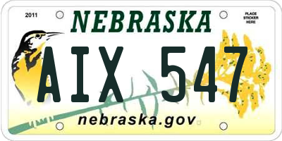 NE license plate AIX547