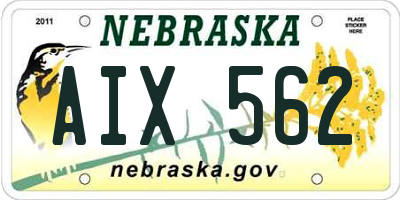 NE license plate AIX562