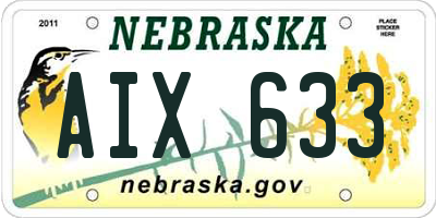 NE license plate AIX633