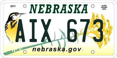 NE license plate AIX673