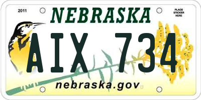 NE license plate AIX734