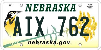 NE license plate AIX762
