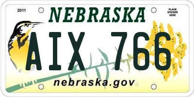 NE license plate AIX766