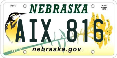 NE license plate AIX816