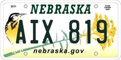 NE license plate AIX819