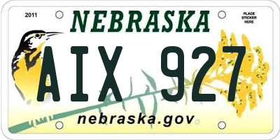 NE license plate AIX927