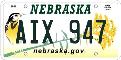 NE license plate AIX947