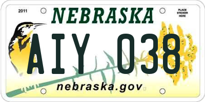 NE license plate AIY038