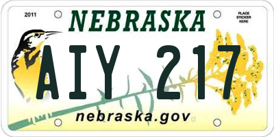 NE license plate AIY217
