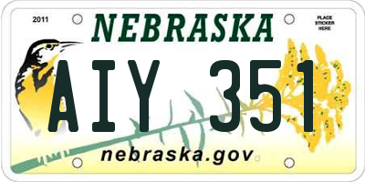 NE license plate AIY351