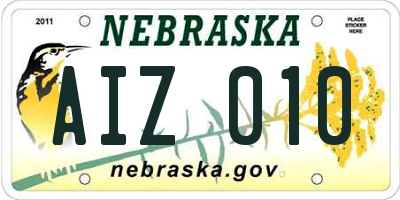 NE license plate AIZ010
