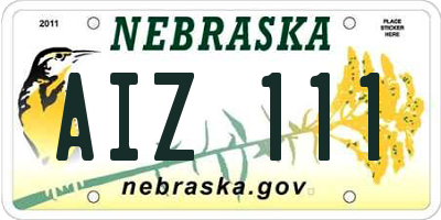 NE license plate AIZ111
