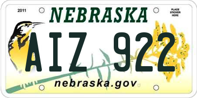 NE license plate AIZ922