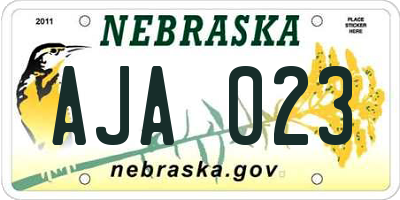 NE license plate AJA023