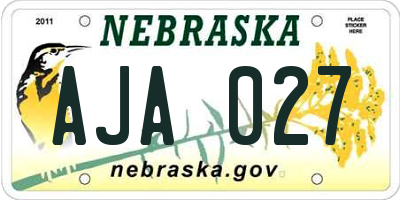 NE license plate AJA027