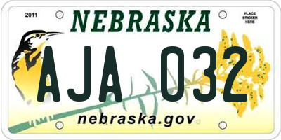 NE license plate AJA032