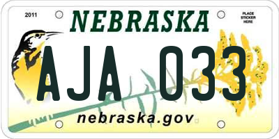 NE license plate AJA033