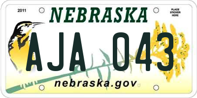 NE license plate AJA043