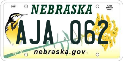 NE license plate AJA062