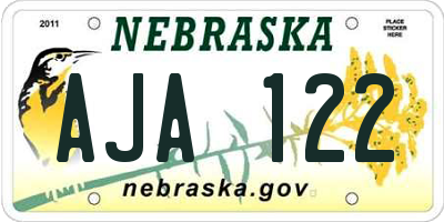 NE license plate AJA122