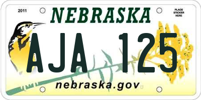 NE license plate AJA125