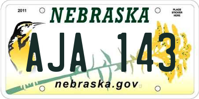 NE license plate AJA143
