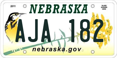 NE license plate AJA182