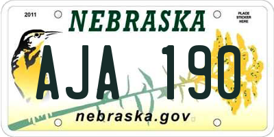 NE license plate AJA190