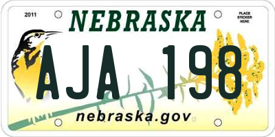 NE license plate AJA198