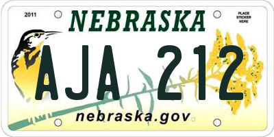 NE license plate AJA212