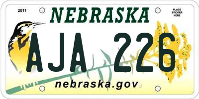 NE license plate AJA226