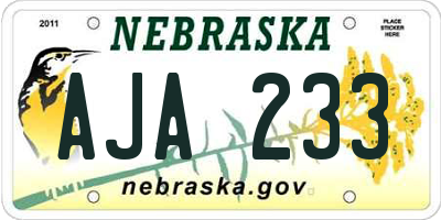 NE license plate AJA233